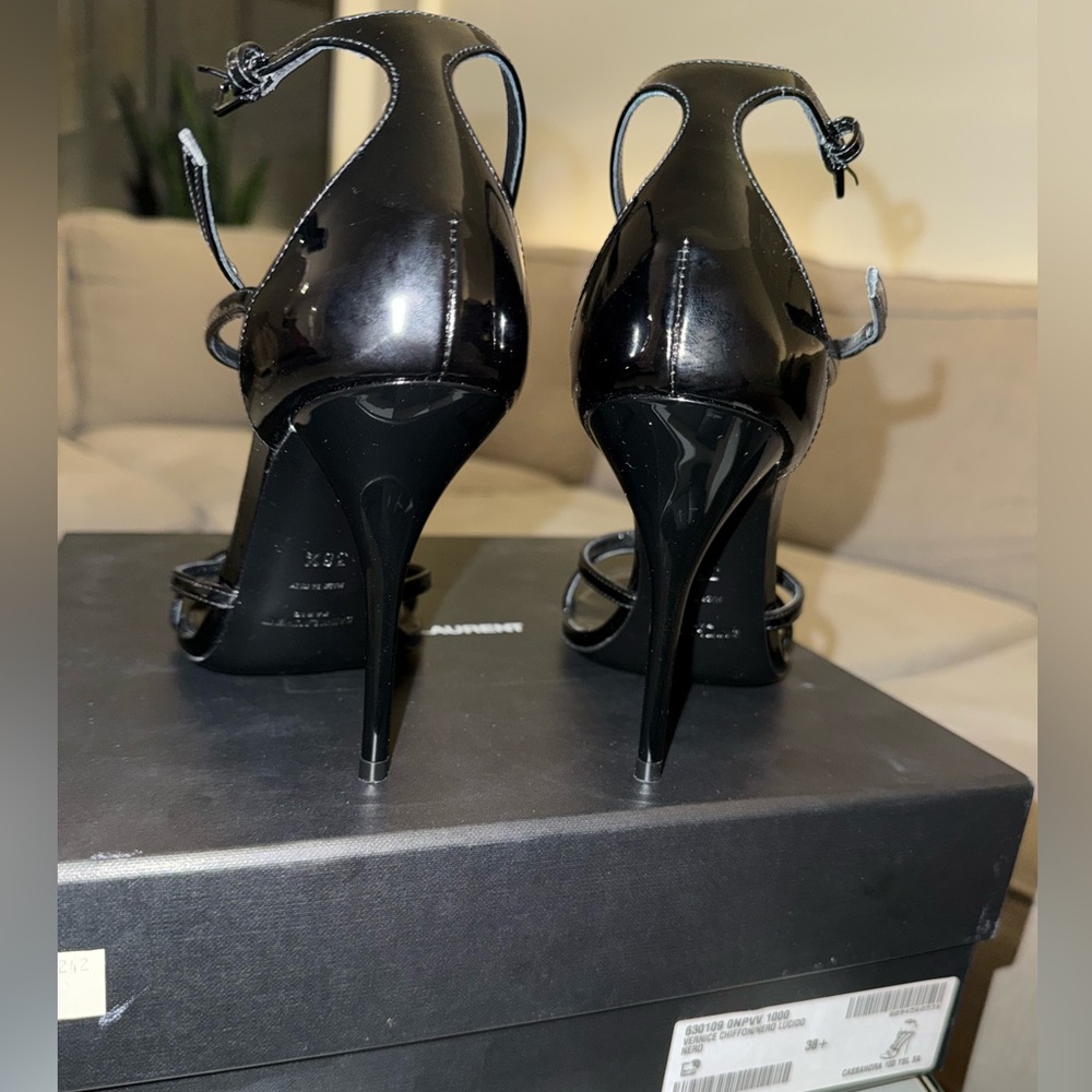 YSL (Saint Laurent) Cassandra Sandals in Patent Leather - Picture 9 of 11